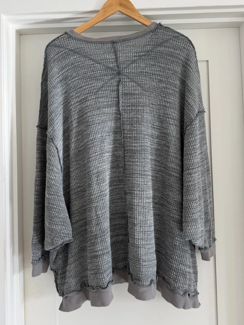 We The Free Oversized Thermal Tunic Womens Small Inside out seams Heathered Gray